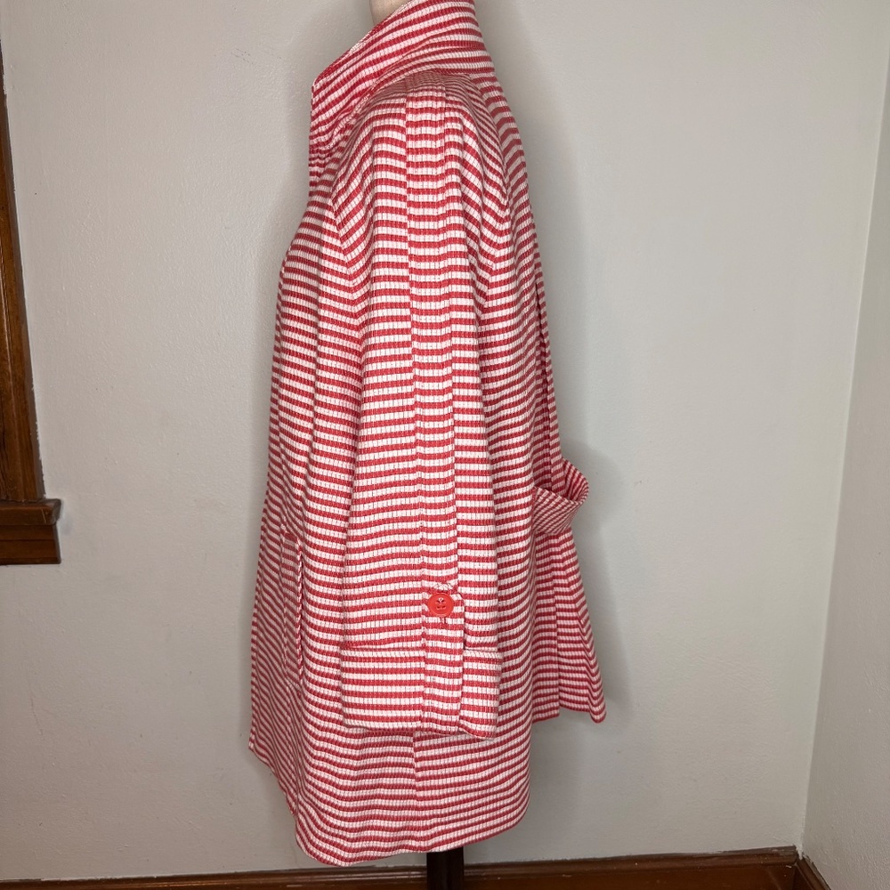 Peter Nygard Women's Knit Coat Jacket Striped Orange & White Size Large - Picture 4 of 11